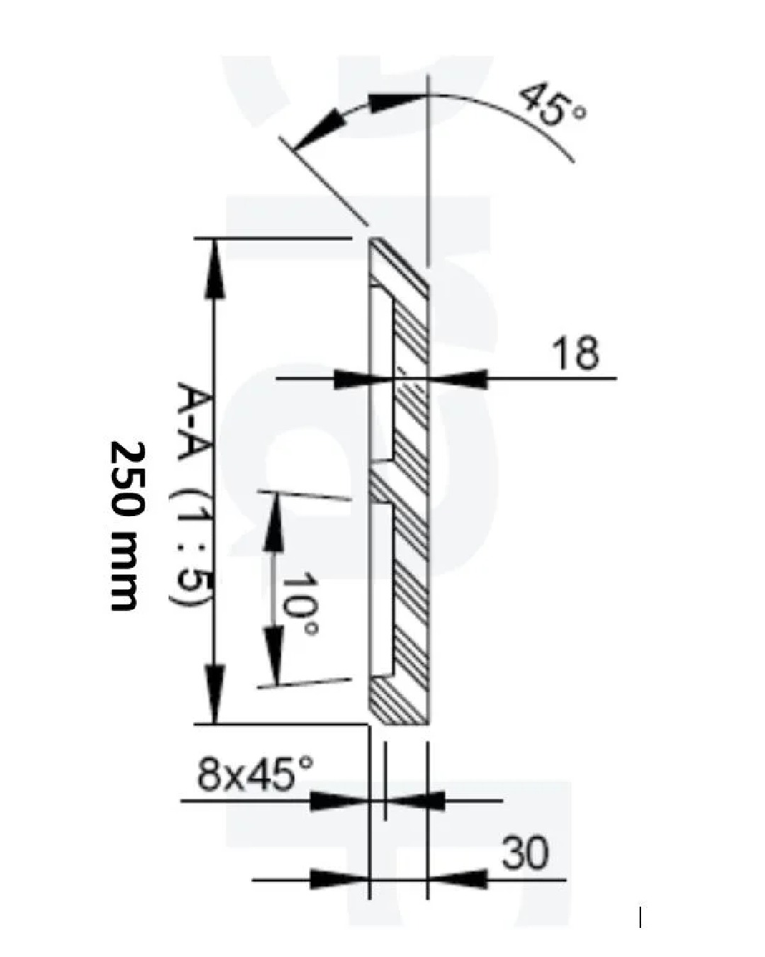 TP250 (Höhe 250mm) Boden- & Wandrammschutz aus recycelten Kunststoffen – Bild 3