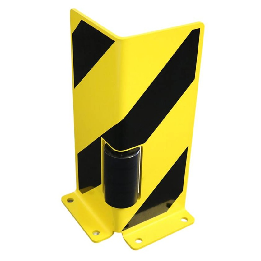 Anfahrschutz mit Leitrolle, L-Profil, H 400 x T 160 x T 160 mm